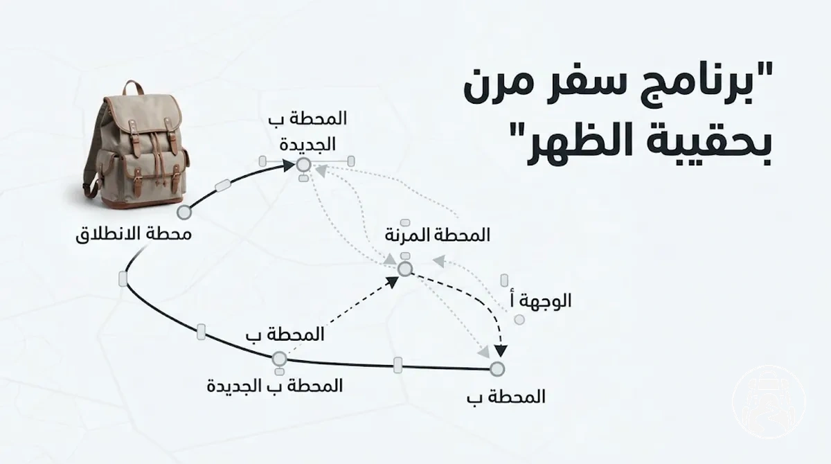 برنامج سفر مرن لرحلة بحقيبة الظهر مع محطات قابلة للتعديل