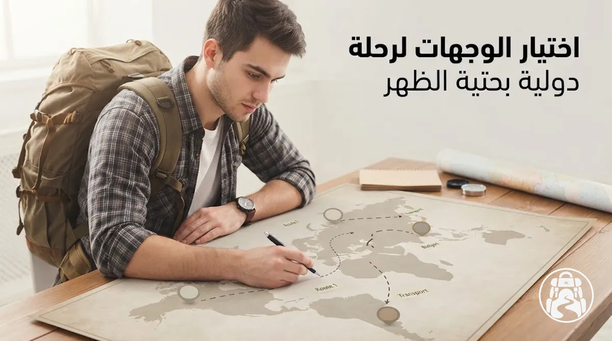 مسافر يختار وجهات لرحلة دولية بحقيبة الظهر