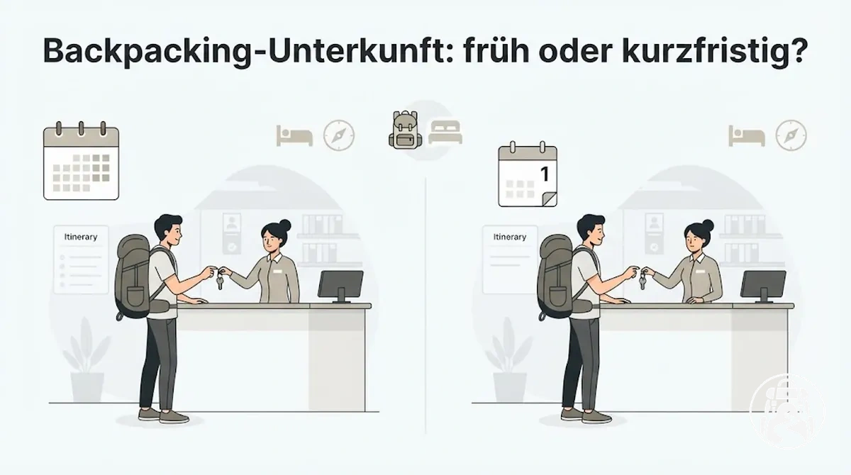 Optionen für frühzeitige und kurzfristige Unterkunftsbuchungen beim Backpacking