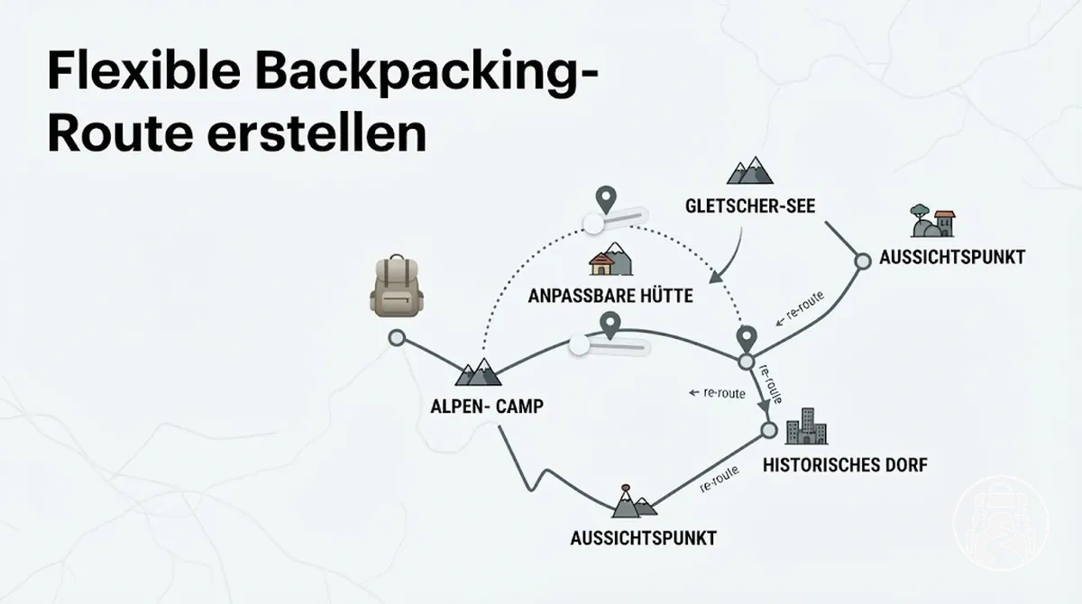 Flexible Backpacking-Route mit anpassbaren Zwischenstopps