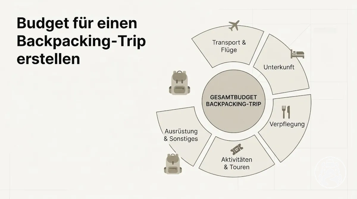 Planung des Budgets eines Backpacking-Trips nach den gr&ouml;&szlig;ten Kostenposten
