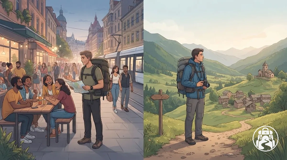 Verschiedene Backpacking-Stile, abgeglichen mit unterschiedlichen Eigenschaften von Reisezielen.