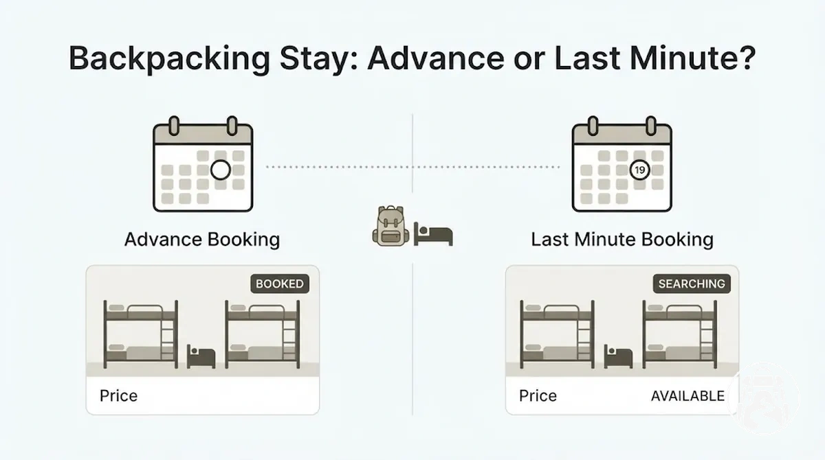 Advance and last-minute backpacking accommodation booking options
