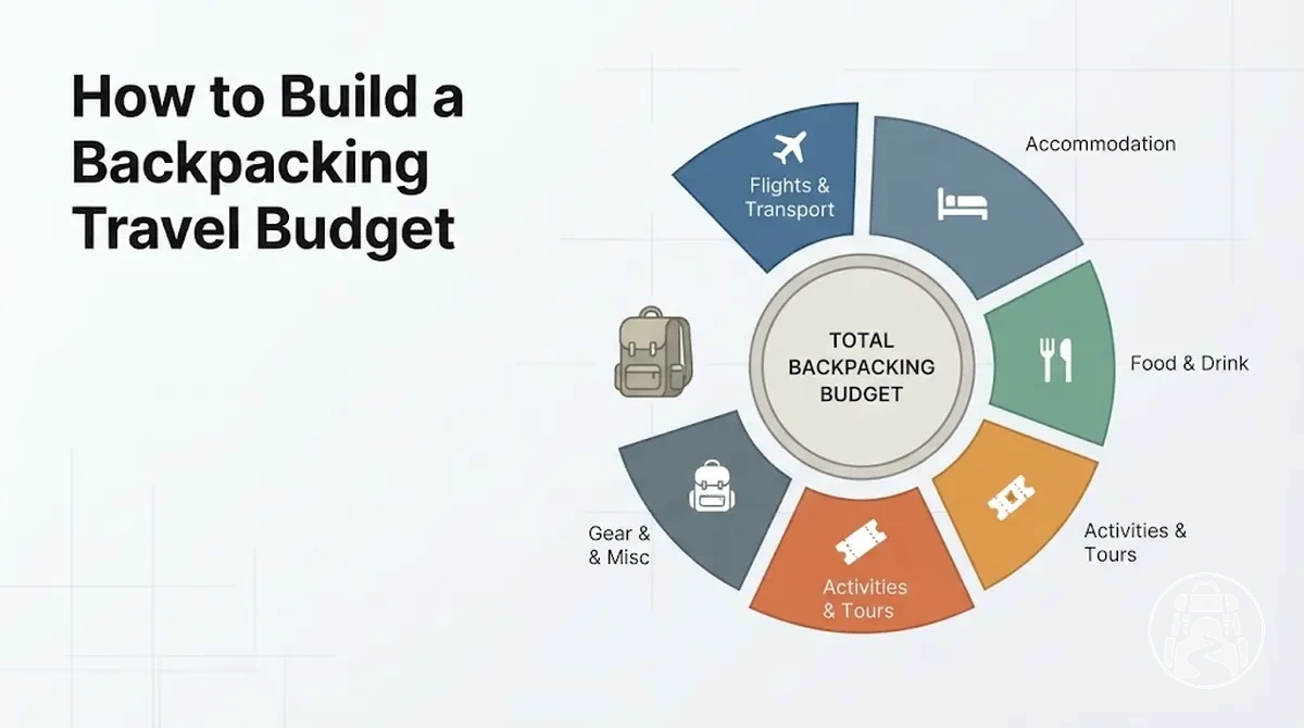 Backpacking travel budget planning by major trip costs