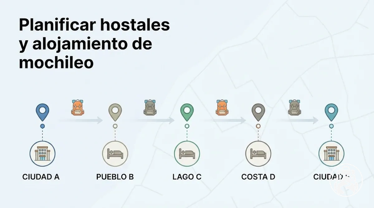 Planificación de hostales y alojamiento durante una ruta de mochilero