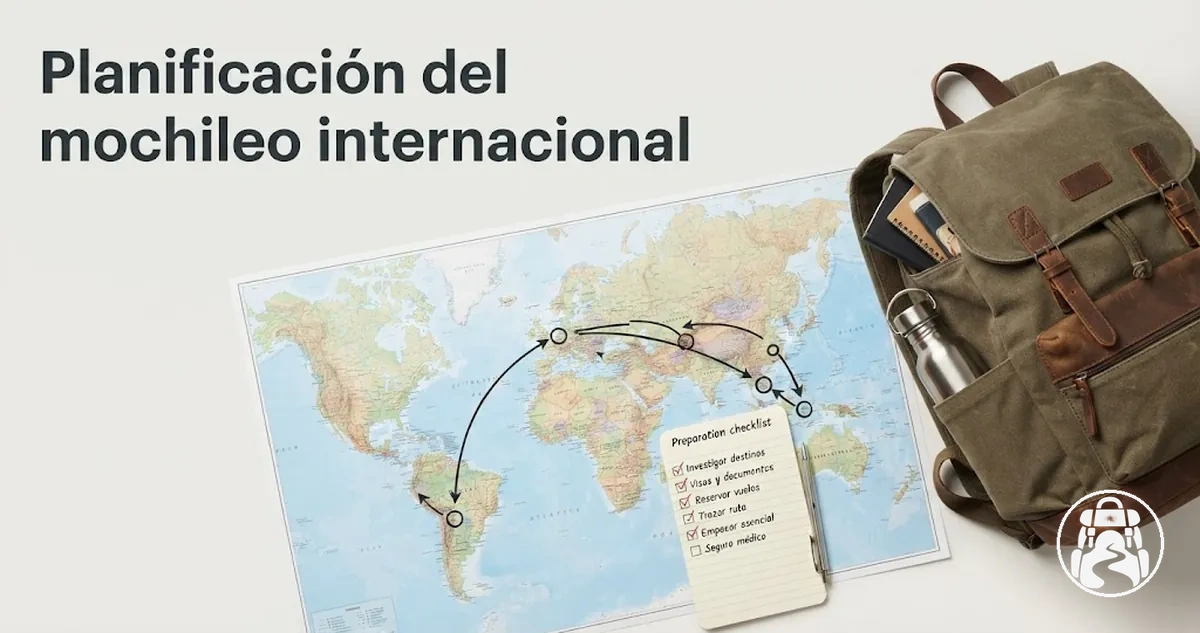 Vista general de la ruta y la preparación del mochileo internacional