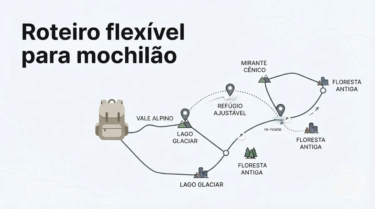 Roteiro flexível de mochilão com paradas ajustáveis