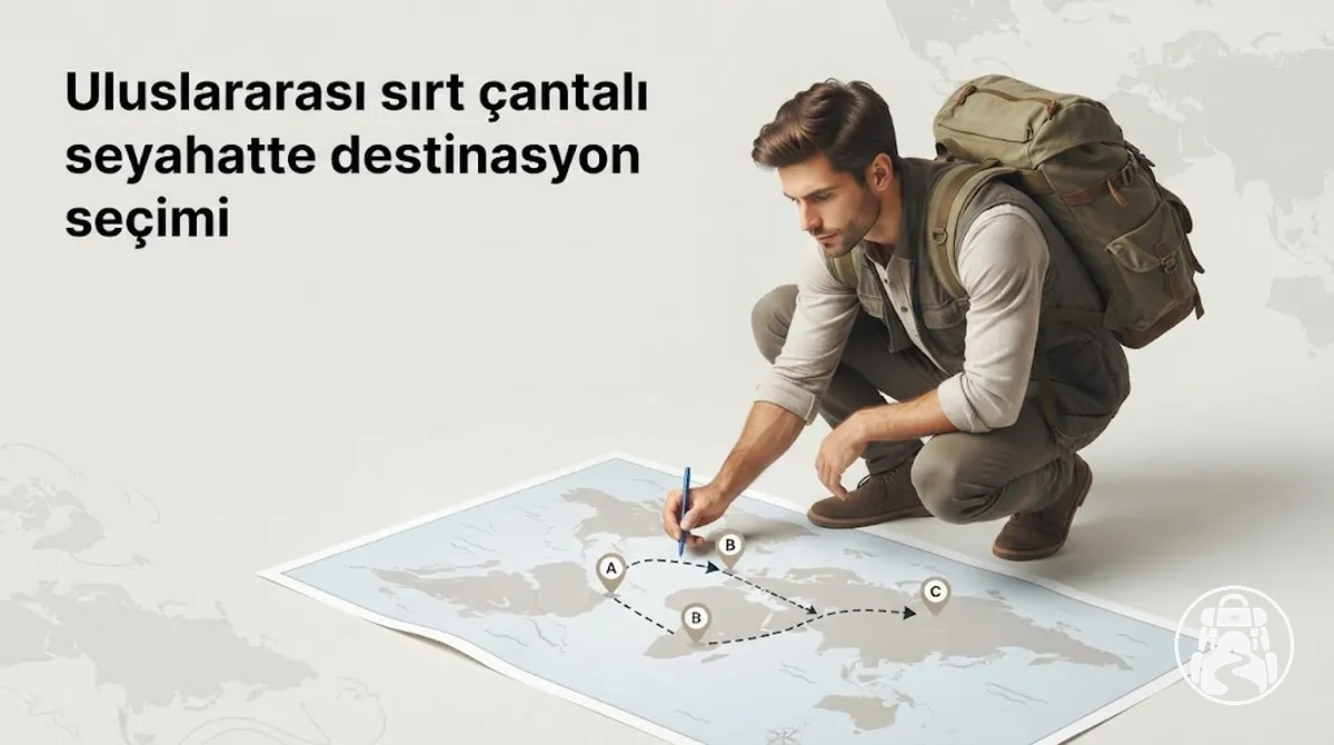 Uluslararası sırt çantalı seyahat için destinasyon seçen gezgin