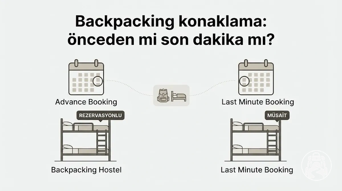 Sırt çantalı seyahatte önceden ve son dakika konaklama rezervasyonu seçenekleri
