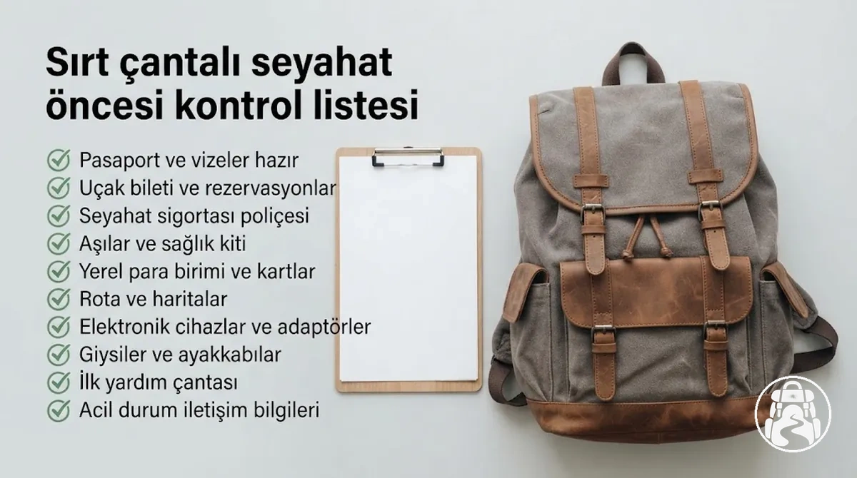 Uluslararası sırt çantalı seyahat öncesi hazırlık kontrol listesi
